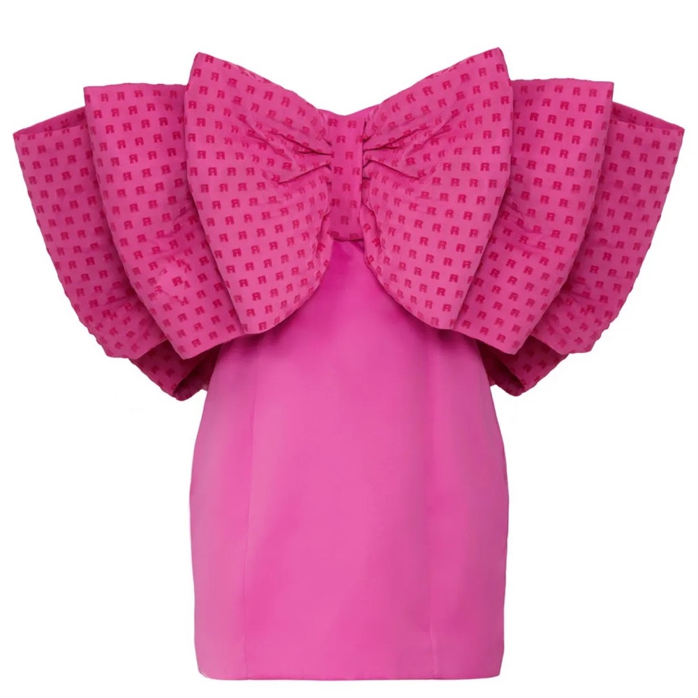 NWT - ROTATE Natalie Bold Fuchsia Off-Shoulder Prom Dress with Statement Bow